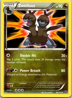 Zweilous 85/114 - XY - Steam Siege Uncommon Pokemon TCG NM - Image 1