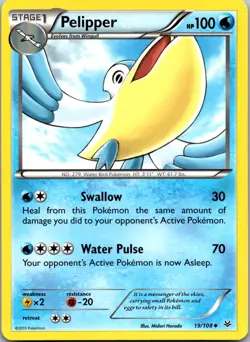Pelipper 19/108 - XY - Roaring Skies Uncommon Pokemon TCG NM - Image 1