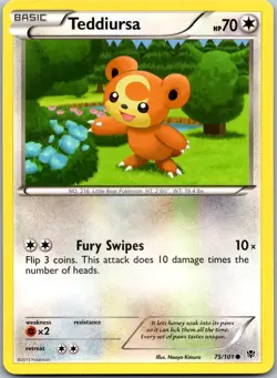 Teddiursa 75/101 - Plasma Blast Pokemon Common LP - Image 1
