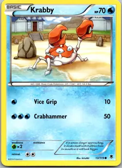 Krabby 13/119 - XY - Phantom Forces Pokemon Common LP - Image 1