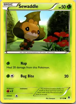 Sewaddle 5/119 - XY - Phantom Forces Pokemon Common LP - Image 1