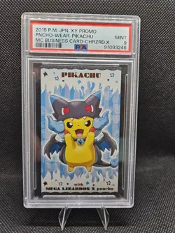 Pokemon: Poncho-wear Pikachu Charizard X 2015 XY Promo Business Card Japan PSA - Image 1