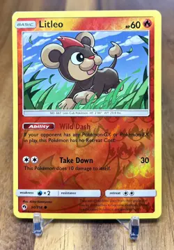 Litleo 50/214 Lost Thunder Reverse Holo Common Pokemon Card NM - Image 1
