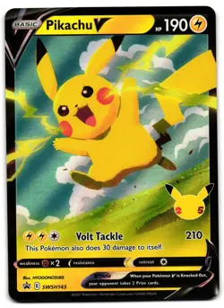 Pikachu V SWSH143 - Sword & Shield Promo Promo Pokemon TCG Holo - LP Card - Image 1