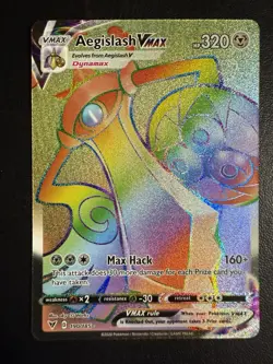 Aegislash VMAX 190/185 Rainbow Secret Rare Vivid Voltage Pokemon TCG NM/MINT - Image 1
