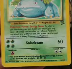 Venusaur 18/130 Base Set 2 Holo Pokemon TCG WOTC Rare HP, Corners, Tiny Wrinkle - Image 3