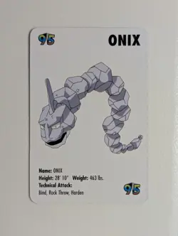 Near Mint 1998 Pokemon Nintendo Onix 95 KFC Kids Meal Promo - Image 1