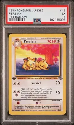 1999 POKEMON PERSIAN 1ST EDITION NON HOLO 42 BASE SET JUNGLE PSA 5 - Image 1