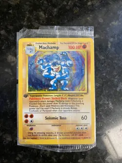 Pokemon Machamp Base Set 8/102 Holo 1st Edition Holo Rare. Still In Packaging. - Image 1