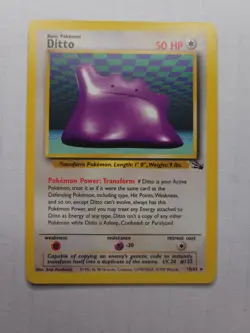 Vintage Rare Fossil Ditto Pokemon Card #132, Lv. 20, 18/62 - Image 1