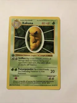 1st Edition Shadowless Kakuna 33/102 - Base Set Pokemon Card - Image 1