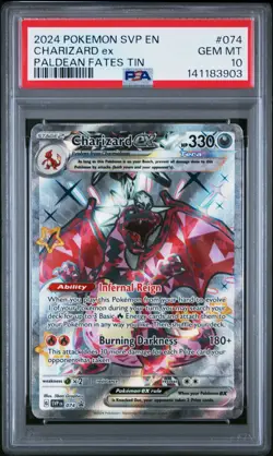 2024 POKEMON SVP EN-SV BLACK STAR PROMO PALDEAN FATES TIN CHARIZARD EX PSA 10 - Image 1