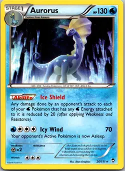 Aurorus 26/111 Rare Furious Fists Pokemon Lightly Played - Image 1