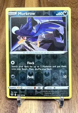 Murkrow 106/195 Reverse Holo Silver Tempest Pokemon Card NM - Image 1