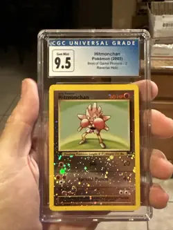 CGC 9.5 GEM MINT 10 Hitmonchan #2 REVERSE HOLO Best of Game PROMO Pokemon SWIRL - Image 1