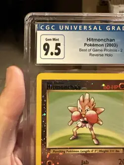 CGC 9.5 GEM MINT 10 Hitmonchan #2 REVERSE HOLO Best of Game PROMO Pokemon SWIRL - Image 2