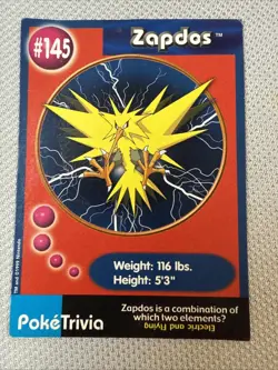Zapdos #145 PokeTrivia 1997 Nintendo Pokemon Mewtwo Strikes Back #10 Movie-NM!! - Image 1