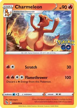 Charmeleon Uncommon Pokemon GO 009/078 NM English Pokemon Card - Image 1