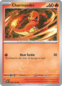 Charmander SV03: Obsidian Flames 026/197 NM English Pokemon Card - Image 1