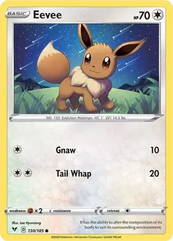 Eevee Common SWSH04: Vivid Voltage 130/185 NM English Pokemon Card - Image 1