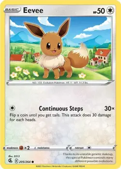Eevee Common SWSH08: Fusion Strike 205/264 NM English Pokemon Card - Image 1
