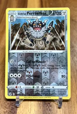 Galarian Perrserker 181/264 Reverse Holo Rare Fusion Strike Pokemon Card NM - Image 1