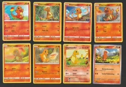 8X CHARMANDER Pokemon Cards Set English Fire Type Cute Vintage XY SM Bundle Lot - Image 1