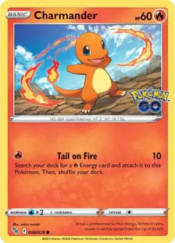 Charmander Pokemon GO 008/078 NM English Pokemon Card - Image 1