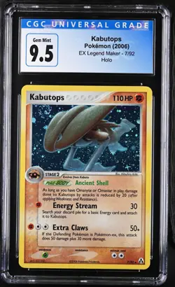 CGC 10 GEM MINT Kabutops 2006 EX Legend Maker 7/92 Holo Pokemon SWIRL Legacy9.5 - Image 1