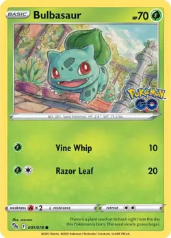 Bulbasaur Common Pokemon GO 001/078 NM English - Image 1