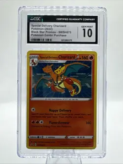Special Delivery Charizard SWSH075 Holo Black Star Promo Pokemon Center Gem 10 - Image 1