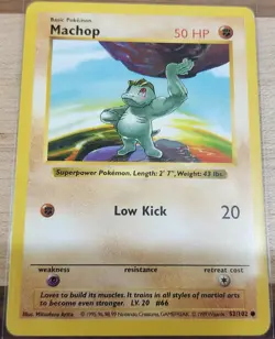 Pokemon TCG: Shadowless Machop - 52/102 - Base Set - NM-LP - Image 1