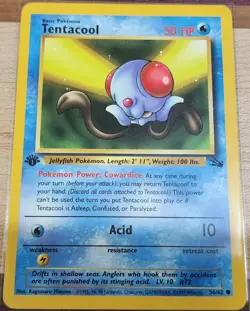 Pokemon TCG: 1st Ed Tentacool - 56/62 - Fossil - NM - Image 1