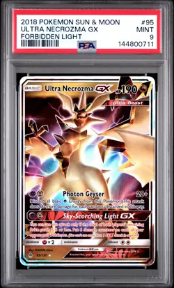 2018 POKEMON SUN & MOON FORBIDDEN LIGHT #95 ULTRA NECROZMA GX PSA 9 - Image 1