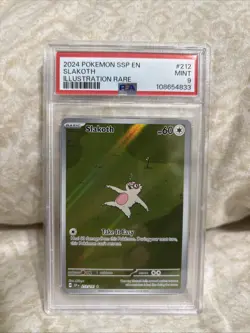 PSA 9 MINT Slakoth #212 Illustration Rare Pokemon Surging Sparks EN 2024 - Image 1