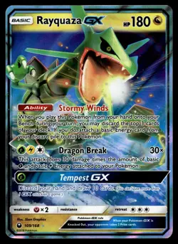 RAYQUAZA-GX 109/168 Holo Rare GX Celestial Storm Pokemon NM - Image 1