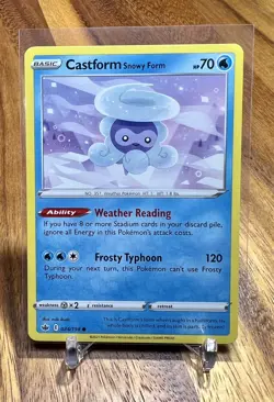 Castform Snowy Form 034/198 Non Holo Common Chilling Reign Pokemon Card NM - Image 1