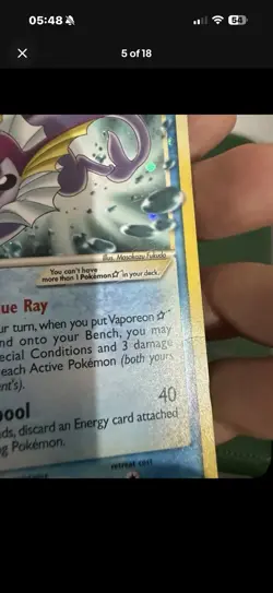 2007 Vaporeon Gold Star 102/108 Power Keepers Holo Vintage Pokemon Card - Image 4