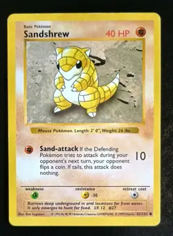 Pokemon Card - Sandshrew Base Set (Shadowless) 62/102 Common - Image 1