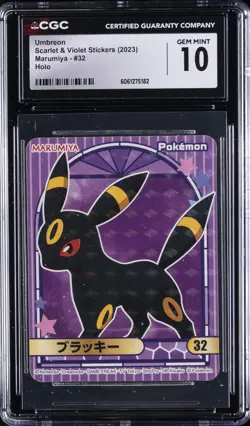 2023 POKEMON SCARLET & VIOLET STICKERS MARUMIYA HOLO #32 UMBREON CGC 10 GEM MINT - Image 1
