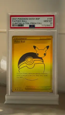 PSA 10 💎 2021 Pokemon SWSH Poke Ball BLACK STAR PROMO CELEBRATIONS UPC #146 - Image 1