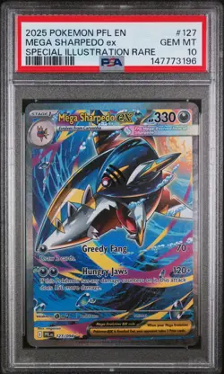 2025 Pokemon Phantasmal Flames #127 FA Mega Sharpedo ex SIR PSA 10 Gem Mint - Image 1