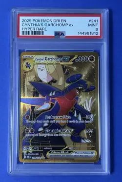 2025 Pokemon Dri EN Cynthia’s Garchomp ex Hyper Rare #241 PSA 9 MINT - Image 1