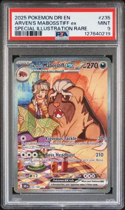 2025 POKEMON DRI EN-DESTINED RIVALS #235 ARVEN'S MABOSSTIFF EX PSA 9 - Image 1