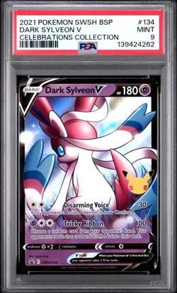 2021 POKEMON SWSH BLACK STAR PROMO CELEBRATIONS COLL #134 DARK SYLVEON V PSA 9 - Image 1