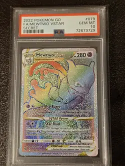 PSA 10 Mewtwo VSTAR 079/078 Pokemon GO Rainbow Secret Rare Pokemon Card - Image 1