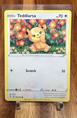 Teddiursa 126/203 Non Holo Common Evolving Skies Pokemon Card NM - Image 1