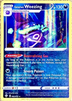 Galarian Weezing 042/072 HOLO BLEED ERROR Pokemon Card TCG 2021 Shining Fates NM - Image 1