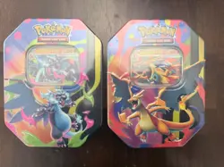 2 Pokemon TCG Mega Charizard X + Y ex Tin Bundle Sealed New - Image 1