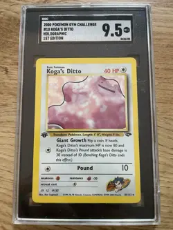 SGC 9.5 Edition Koga's Ditto 10/132 Gym Challenge Holo Pokemon Card WOTC Mint - Image 1
